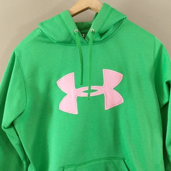 EUC Under Armour Green and Pink hooded sweatshirt - Picture 4 of 11